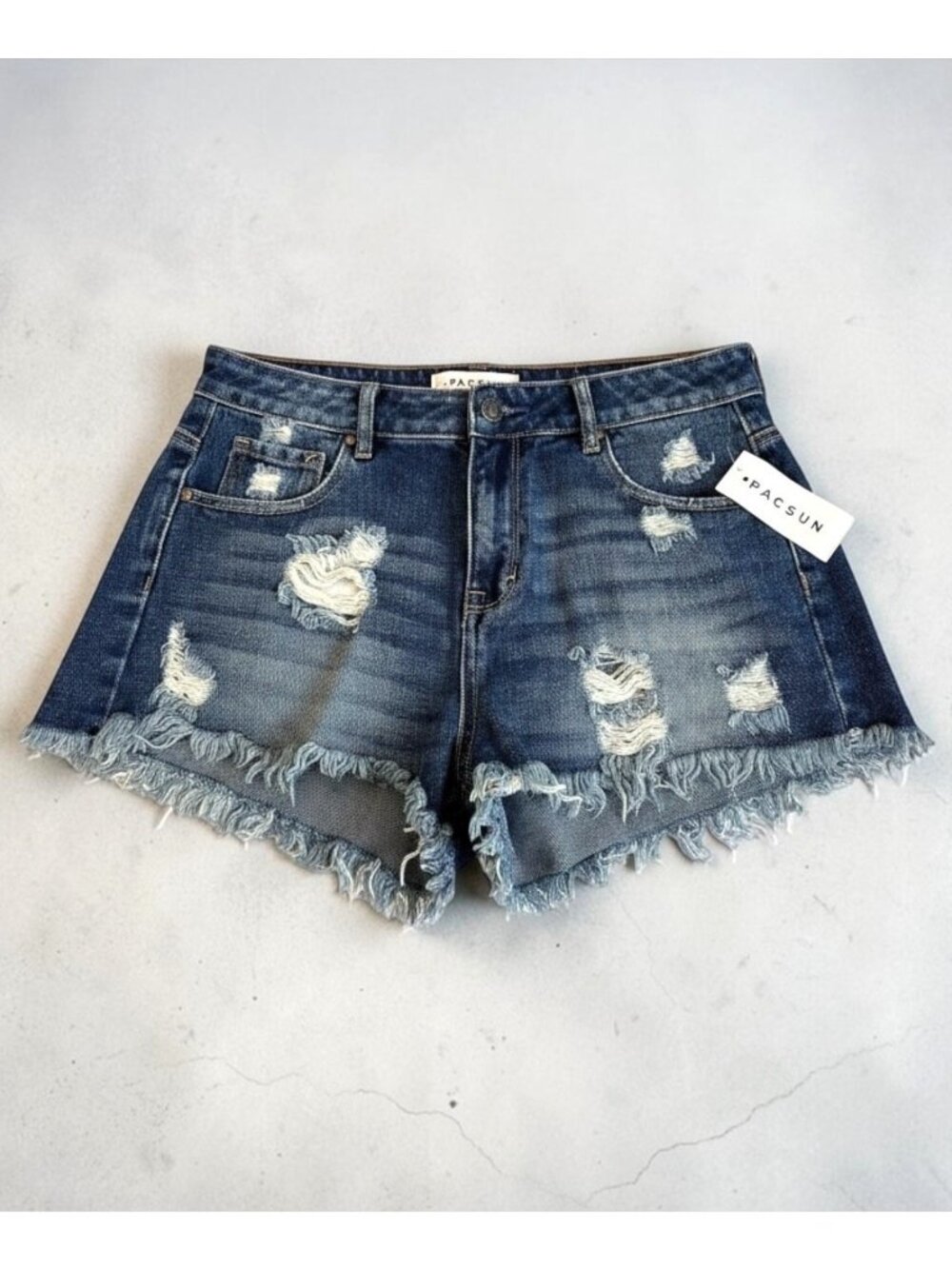 PacSun Distressed High Rise Denim Cut Off Shorts Frayed Hem 100% Cotton 28